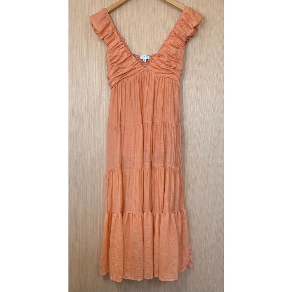 Women's Peach Maxi Dress with Ruffled Straps